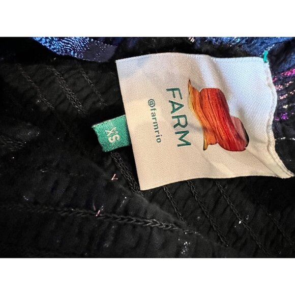 NWOT Farm Rio Lurex BLACK Stripes Mini Dress SIZE XS - Picture 4 of 10